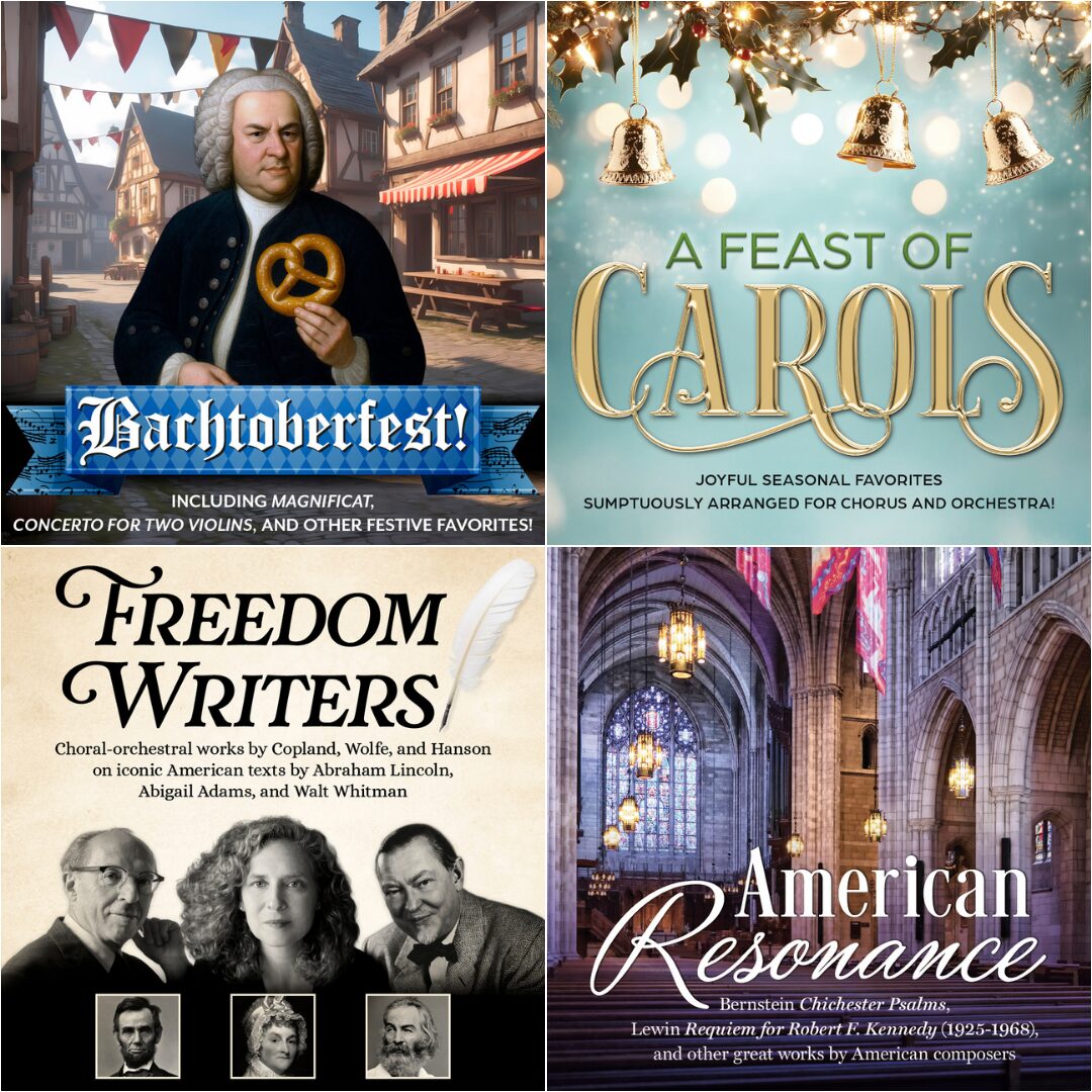 Collage graphic displaying all four concerts of the 2025-26 season.